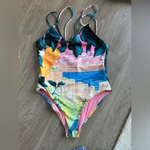 H&M Kids Swim One Piece - Pink and Blue Tropical Design